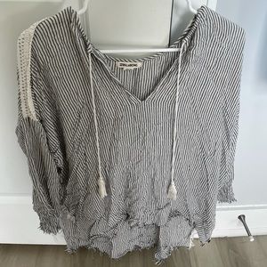 Billabong cover up striped oversized shirt